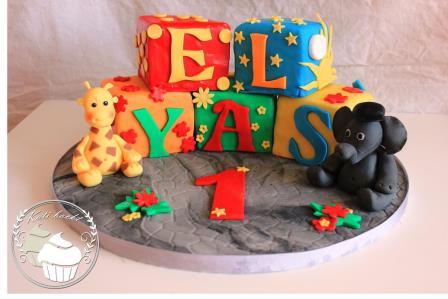 Torte, Motivtorte, Kindergeburtstag, Kindergeburtstag Torte, Würfel Torte, Giraffe, Elefant, 1. Geburtstag, erster Geburtstag