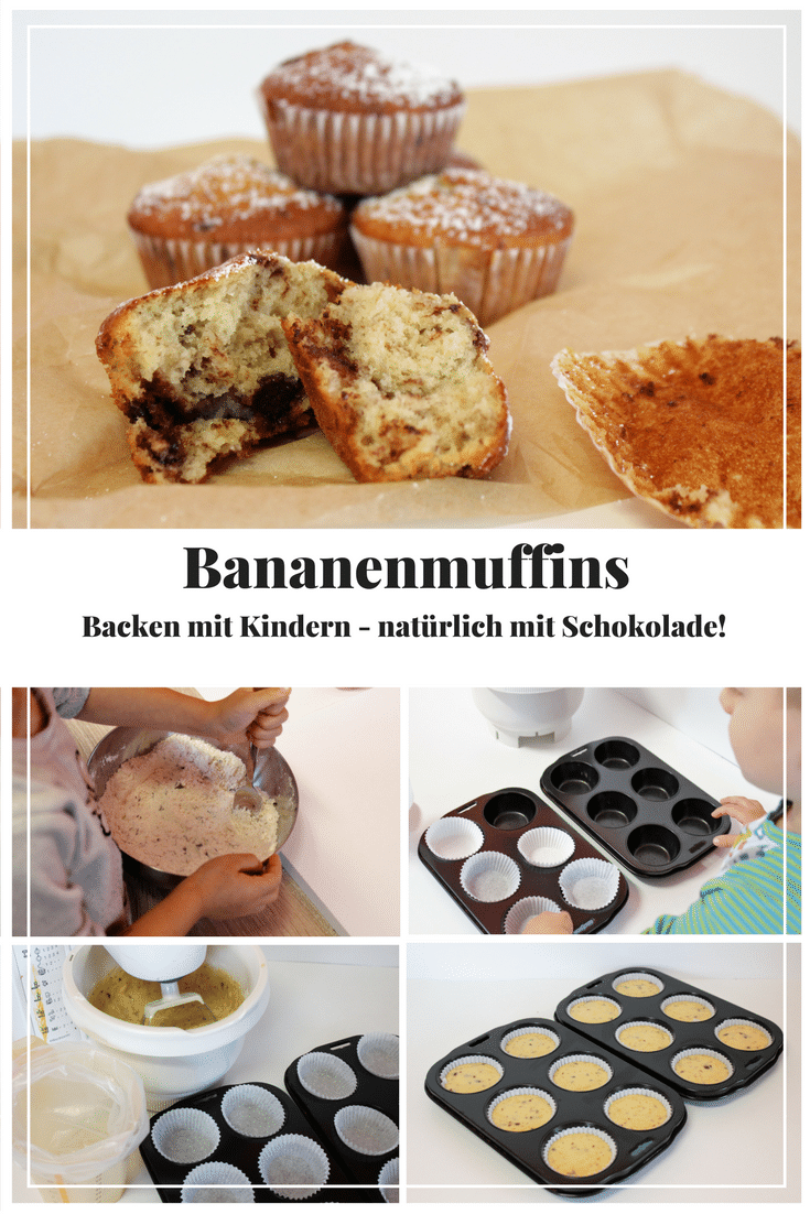 Backen mit Kindern – Saftige Bananenmuffins mit Schokolade (laktosefrei ...