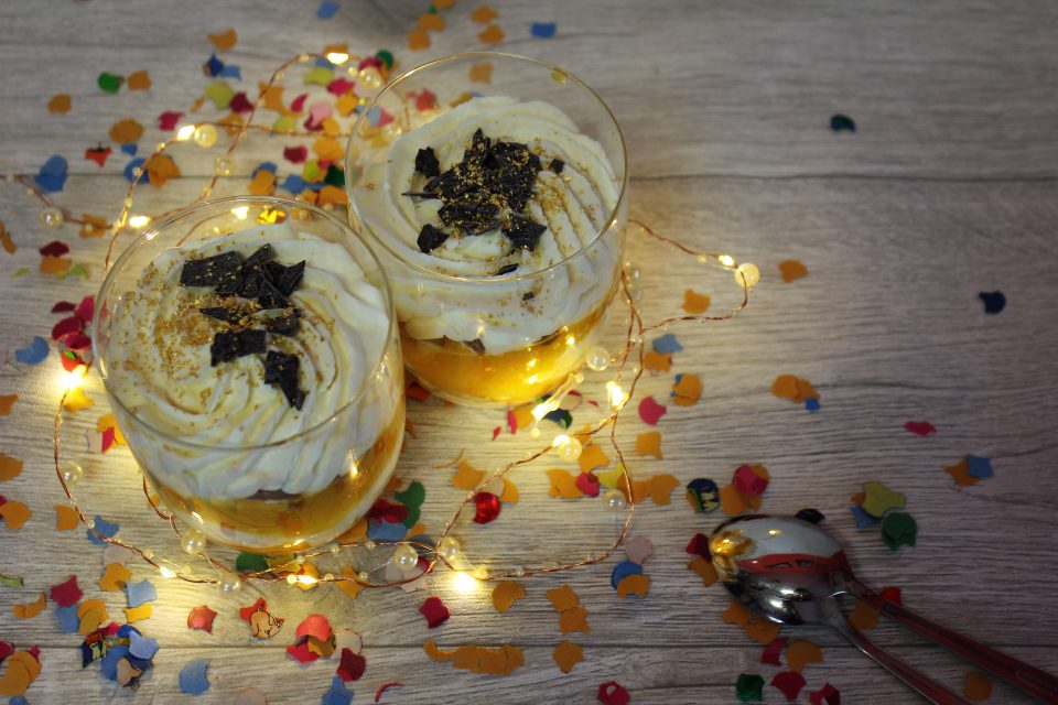 Schnelles Mascarpone Pfirsich Dessert - für Silvester, Geburtstage oder ...