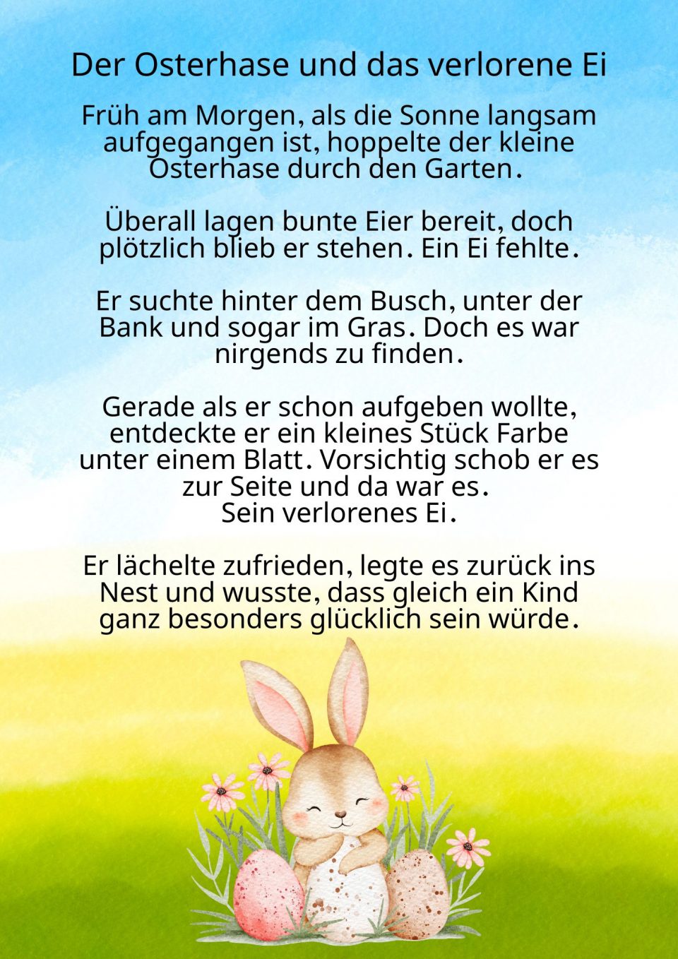 osterhase geschichte kurz kinder zum ausdrucken kostenlos